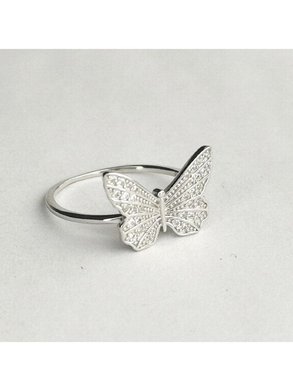 CZ Butterfly Ring Sterling Silver size 9 🆕